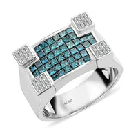 Modani 14K White Gold SI Blue and White Diamond Ring 9.40 Grams (Del. in 10-12 Days) 1.90 ctw