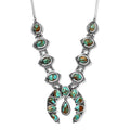 Artisan Crafted Royston Turquoise Squash Blossom Necklace, 18 Inch Necklace in Black Oxidized Sterling Silver, Turquoise Jewelry, Gifts For Her 18.85 ctw - Sticky add to cart bar