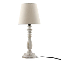 Nakkashi Handcarved Mango wood Table lamp with shade UL Color: Ivory Size: 5x5x17