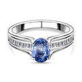 Luxoro 10K White Gold Premium Ceylon Blue Sapphire and G-H I3 Diamond Ring 1.20 ctw - Sticky add to cart bar
