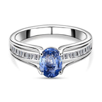 Luxoro 10K White Gold Premium Ceylon Blue Sapphire and G-H I3 Diamond Ring 1.20 ctw
