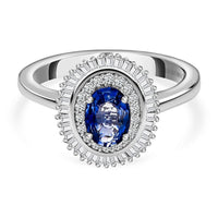 Luxoro 10K White Gold Premium Ceylon Blue Sapphire and Diamond Ring 1.25 ctw