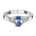 Ceylon Blue Sapphire, White Zircon Ring in Platinum Over Sterling Silver (Size 10.0) 1.35 ctw - Sticky add to cart bar