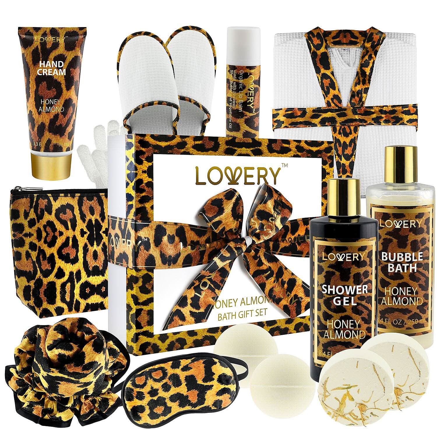 Lovery 17Pc Bath Set - Luxe Leopard Honey Almond