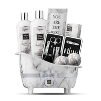 LOVERY White Marble Tub 20pc White Orchid Bath & Body Basket