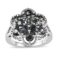 Natural Parti Sapphire Floral Ring in Platinum Over Sterling Silver (Size 6.0) 2.75 ctw - Sticky add to cart bar