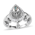 Ethiopian Welo Opal and White Zircon Celestial Charms Ring in Platinum Over Sterling Silver (Size 6.0) 0.60 ctw - Sticky add to cart bar