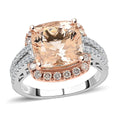 Modani 14K White and Rose Gold Marropino Morganite, SI Natural Pink and White Diamond Halo Ring 4.5 Grams (Del. in 10-12 Days) 4.55 ctw - Sticky add to cart bar