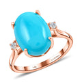 Certified & Appraised Luxoro 10K Rose Gold AAA Sleeping Beauty Turquoise and I2 Diamond Ring 5.50 ctw (Del. in 7-10 Days) - Sticky add to cart bar