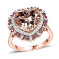 Certified & Appraised Luxoro 14K Rose Gold AAA Pink Morganite and AAA Santa Maria Aquamarine Floral Ring 4.45 Grams 3.60 ctw (Del. in 12-15 Days) - Sticky add to cart bar