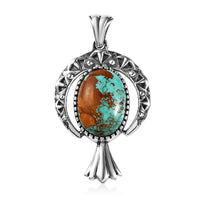 Artisan Crafted Royston Turquoise Pendant in Black Oxidized Sterling Silver 5.85 ctw