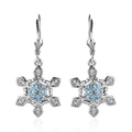 Premium Sky Blue Topaz, Moissanite Lever Back Earrings in Platinum Over Sterling Silver 0.75 ctw - Sticky add to cart bar