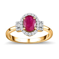 Luxoro 10K Yellow Gold Premium Mozambique Ruby and Moissanite Ring 2.00 ctw (Del. in 7-10 Days