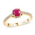 Certified & Appraised Luxoro 14K Yellow Gold AAA Montepuez Ruby and I2 Diamond Ring (Del. in 7-10 Days) 1.20 ctw - Sticky add to cart bar