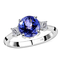 Luxoro 14K White Gold Premium Tanzanite and G-H I3 Diamond Ring 2.70 ctw (Del. in 7-10 Days)