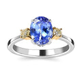 Luxoro 14K White Gold Premium Tanzanite and I3 Natural Yellow Diamond Ring (Size 7.0) 2.35 ctw - Sticky add to cart bar