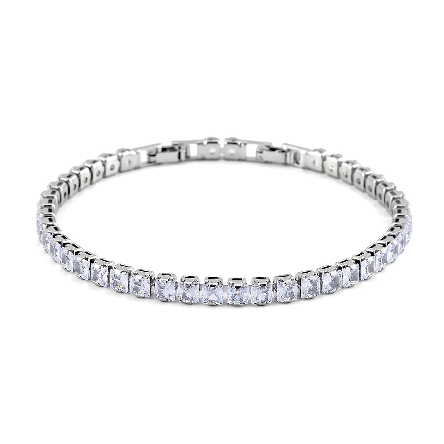 Simulated Diamond Tennis Bracelet in Silvertone (7.50-8.50In)
