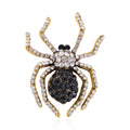Black and White Austrian Crystal Halloween Spider Brooch in Goldtone - Sticky add to cart bar