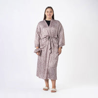 Tamsy Tan Cheetah Robe with Scrunchie - One Size Fits Most
