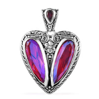Volcanic Quartz (Triplet) and Orissa Rhodolite Garnet Heart Pendant in Sterling Silver 9.00 ctw