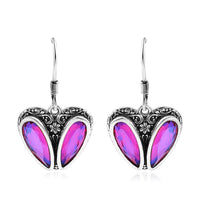 Volcanic Quartz (Triplet) Heart Dangle Earrings in Sterling Silver 9.00 ctw