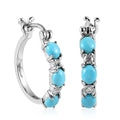 Sleeping Beauty Turquoise and Simulated Diamond Hoop Earrings in Stainless Steel 2.50 ctw - Sticky add to cart bar
