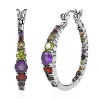 Doorbuster African Amethyst, Multi Gemstone Earrings in Stainless Steel 3.90 ctw