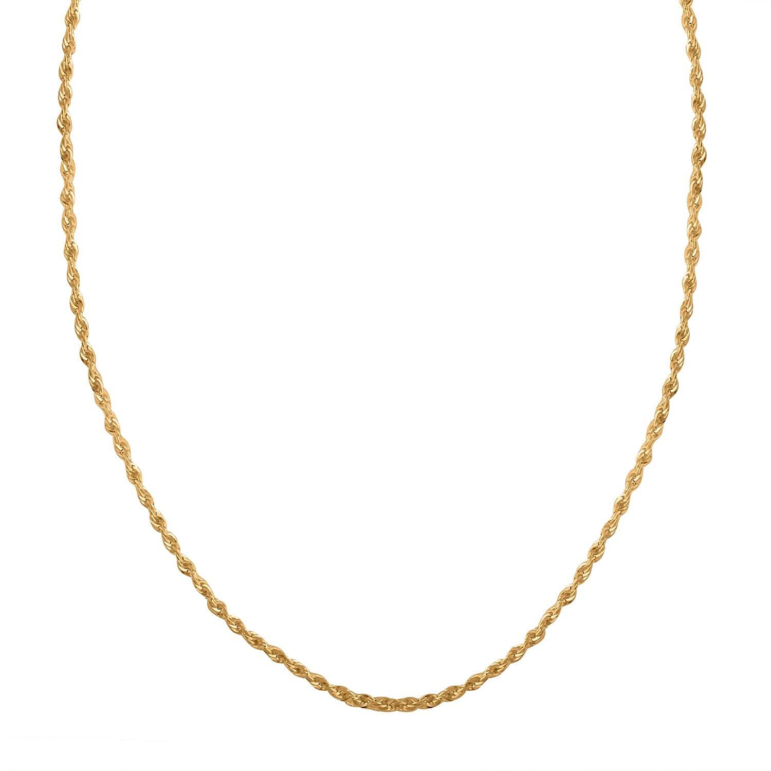 1.5mm Rope Chain Necklace in 18K Yellow Gold 24 Inches 2 Grams