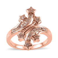 Uncut Natural Pink Diamond Bypass Ring in Vermeil RG Over Sterling Silver (Size 10.0) 0.15 ctw