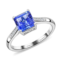 Certified & Appraised 950 Platinum AAAA Asscher Cut Tanzanite and E-F VS Diamond Ring 4.11 Grams 2.00 ctw