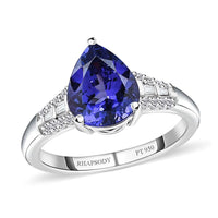 Rhapsody 950 Platinum AAAA Tanzanite and E-F VS Diamond Ring (Size 7.0) 5.40 Grams 3.10 ctw