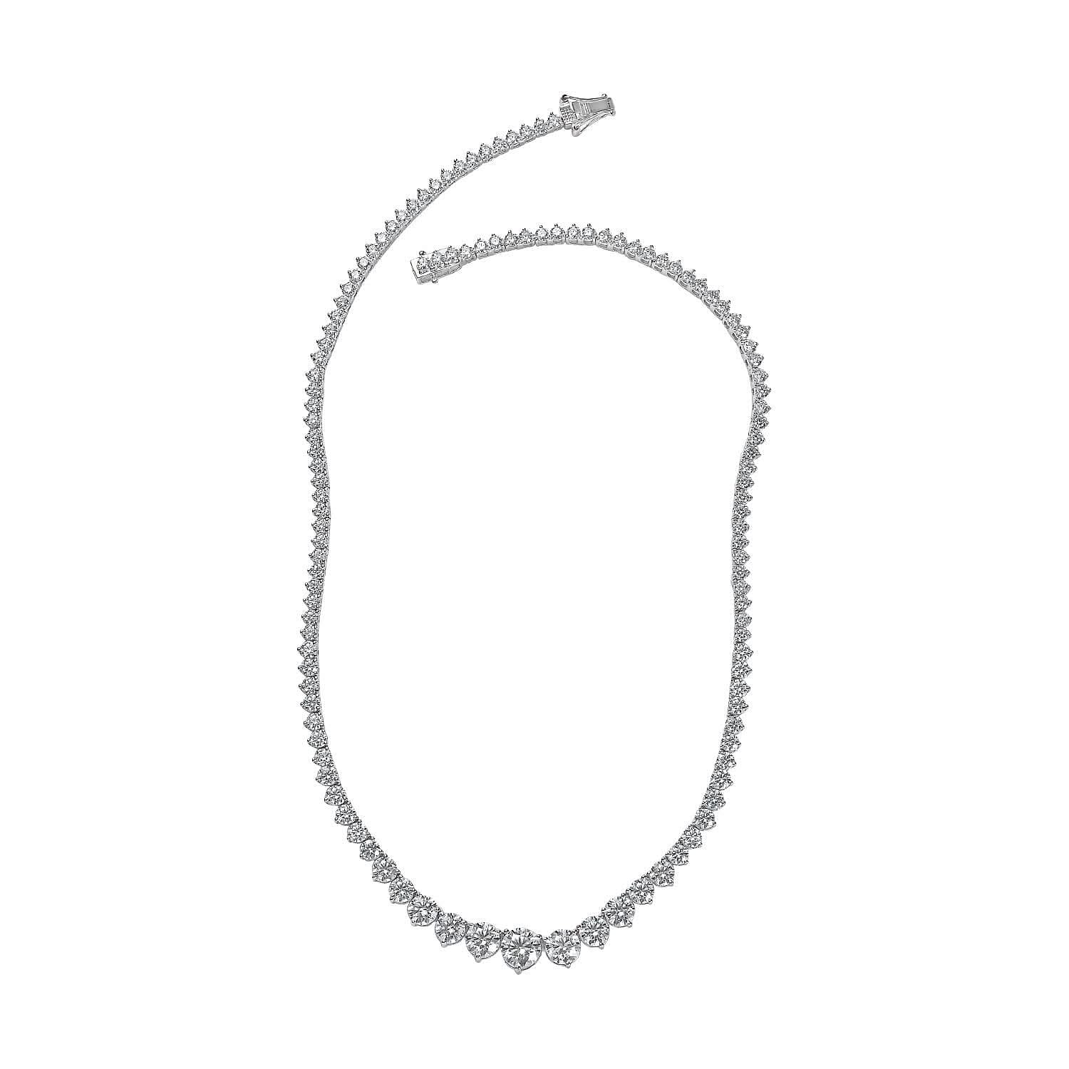 Doorbuster Moissanite Graduate Necklace 18 Inches in Platinum Over Sterling Silver 24.00 ctw