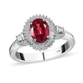 Doorbuster Luxoro 14K White Gold AAA Ouro Fino Rubellite and G-H I2 Diamond Halo Ring (Size 6.0) 4.50 Grams 1.60 ctw - Sticky add to cart bar