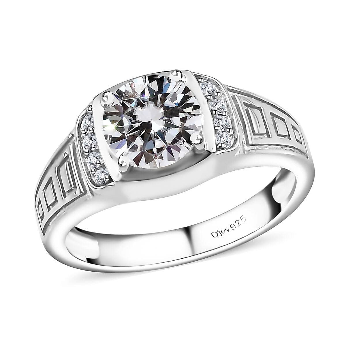 Doorbuster Moissanite (Rnd 8mm) Men's Ring in Vermeil YG Over Sterling Silver (Size 11.0) 1.75 ctw