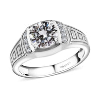 Doorbuster Moissanite (Rnd 8mm) Men's Ring in Vermeil YG Over Sterling Silver (Size 11.0) 1.75 ctw