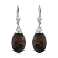 Doorbuster Concave Cut Smoky Quartz and White Topaz Lever Back Earrings in Platinum Over Sterling Silver 11.75 ctw - Sticky add to cart bar