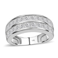 14K White Gold G-H I1-I2 Diamond Half Eternity Band Ring 5.10 Grams 2.00 ctw