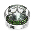 Doorbuster AAA Montezuma Prasiolite and Multi Gemstone Ring in Platinum Over Sterling Silver (Size 10.0) 16.25 ctw - Sticky add to cart bar