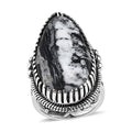 Artisan Crafted White Buffalo Solitaire Ring in Sterling Silver (Size 10.0) 24.50 ctw - Sticky add to cart bar