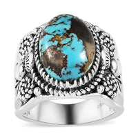 Artisan Crafted Royston Solatire Turquoise Ring in Sterling Silver (Size 10.0)