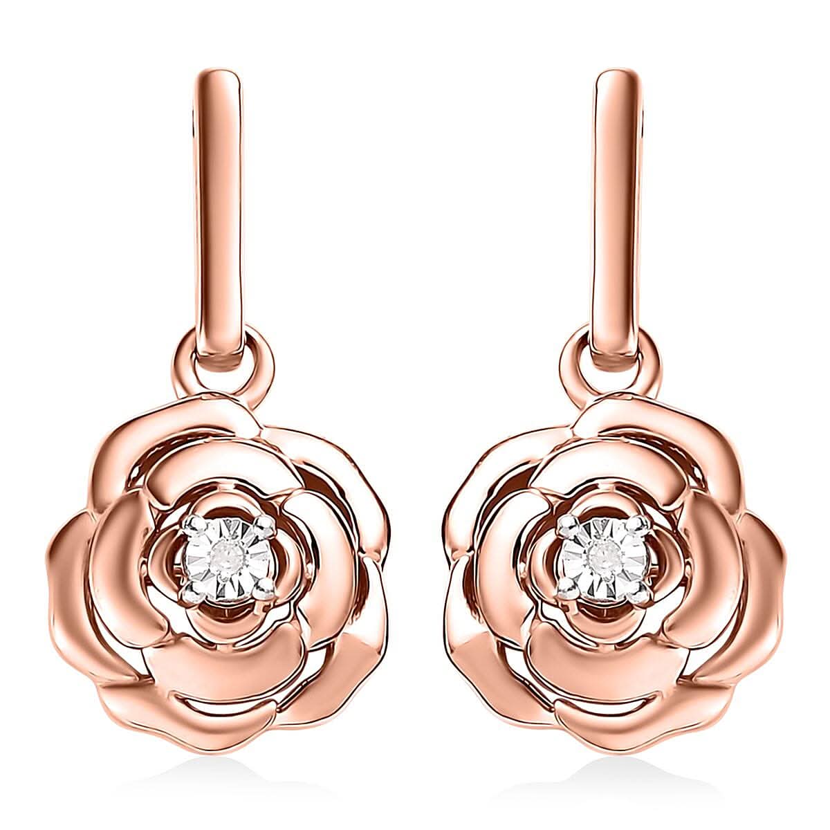 Karis Diamond Floral Earrings in 18K RG Plated