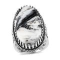 Artisan Crafted White Buffalo Solitaire Ring in Sterling Silver (Size 10.0) 26.60 ctw - Sticky add to cart bar