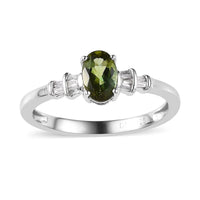 Premium Calabar Tourmaline and Diamond Ring in Platinum Over Sterling Silver (Size 10.0) 0.70 ctw