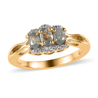 Narsipatnam Alexandrite and White Zircon Ring in Vermeil Yellow Gold Over Sterling Silver 0.80 ctw