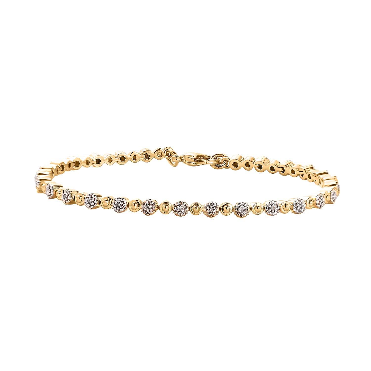 Diamond Accent Bracelet in Goldtone (7.25 In) 0.05 ctw
