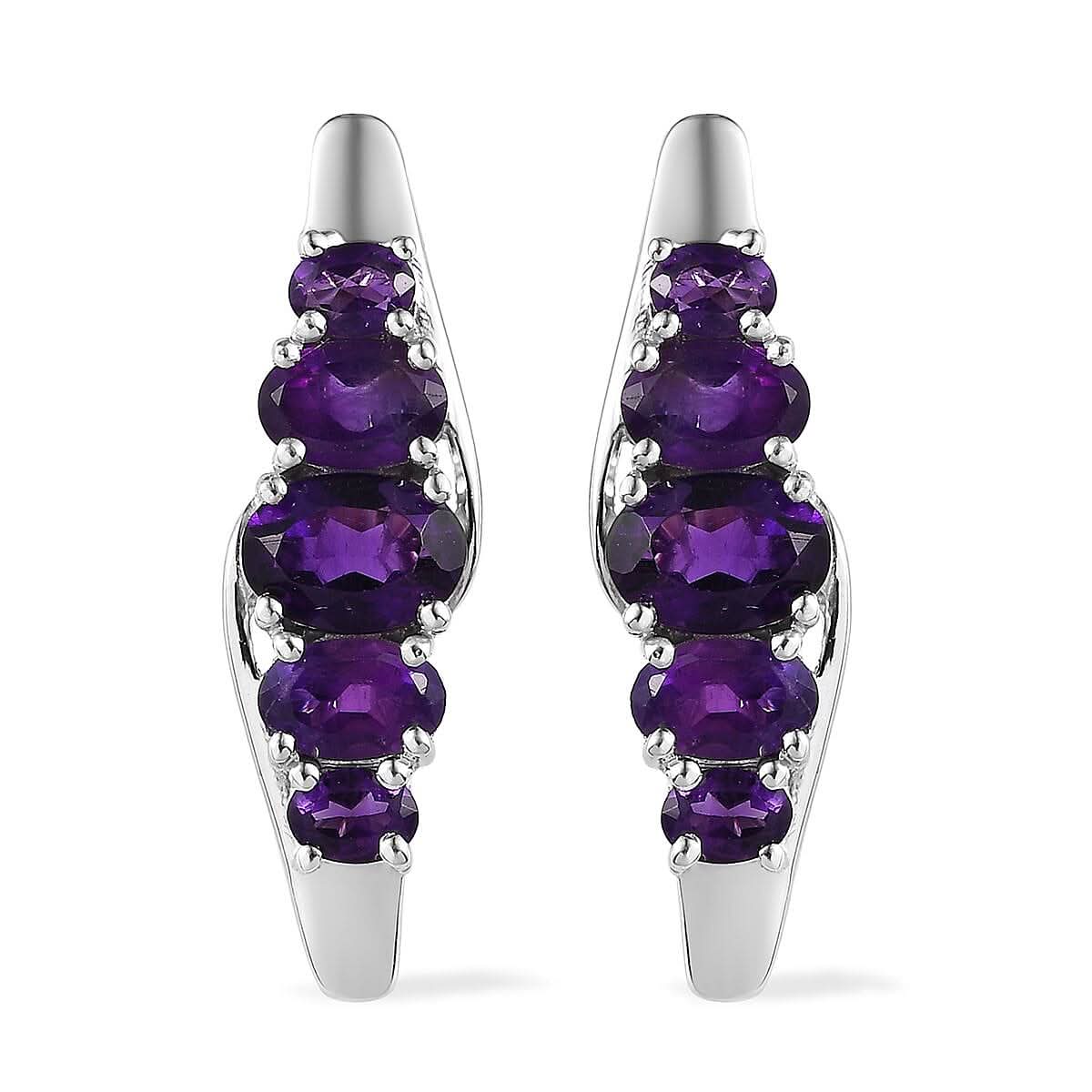 African Amethyst Stud Earrings in Platinum Over Sterling Silver 3.70 ctw