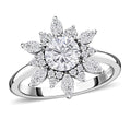 Moissanite Floral Ring in Platinum Over Sterling Silver (Size 6.0) 1.50 ctw - Sticky add to cart bar