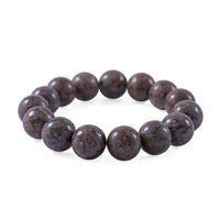 Brown Snowflake Jasper 12mm 200.00 ctw Beaded Stretch Bracelet
