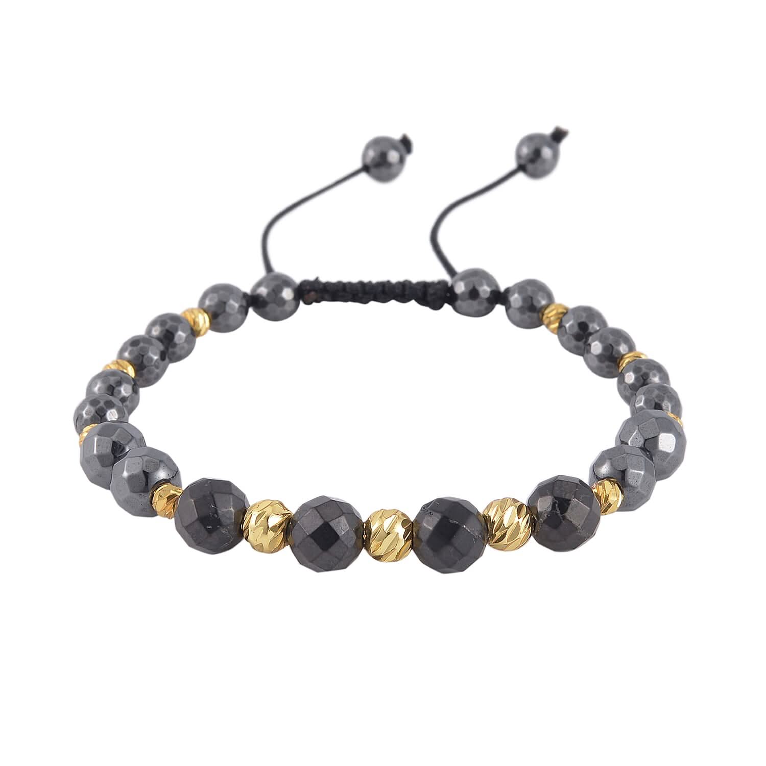 Magnetic Hematite, Shungite with Goldtone Beaded Adjustable Bracelet 66.00 ctw