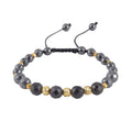 Magnetic Hematite, Shungite with Goldtone Beaded Adjustable Bracelet 66.00 ctw - Sticky add to cart bar